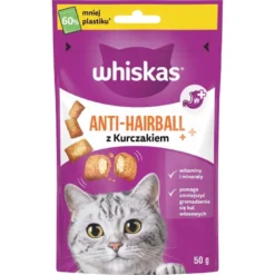 WHISKAS Anti Hairball 6x50g snack contro boli di pelo per gatti adulti