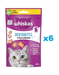 WHISKAS Dentabites 6x40g snack per la salute dentale per gatti adulti
