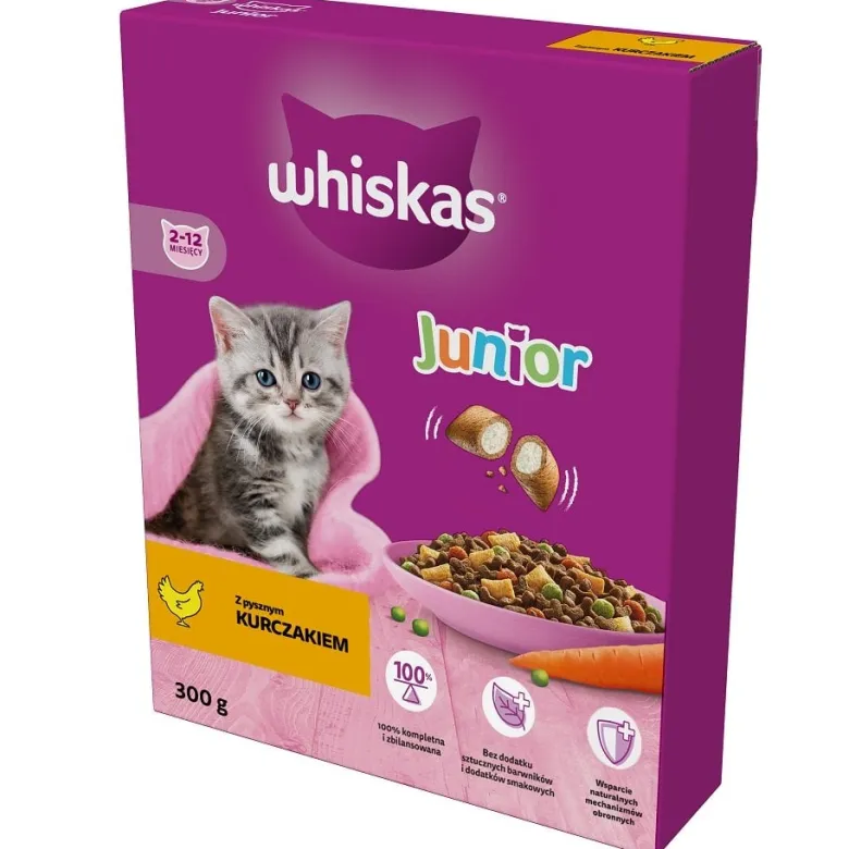 WHISKAS Junior 6x300g alimento secco completo con delizioso pollo per gattini