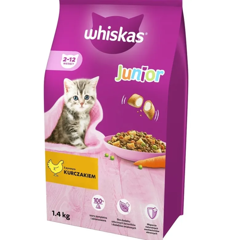 WHISKAS Junior 6x1,4kg alimento secco completo con pollo per gattini
