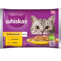 WHISKAS Senior in bustina 52x85g cibo umido in gelatina per gatti anziani con pollo e tacchino
