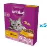 WHISKAS Senior 5x800g cibo secco con delizioso pollo per gatti anziani