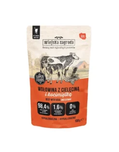 WIEJSKA ZAGRODA Superfoods Manzo con vitello e erba gatta cibo umido per gatti 100 g