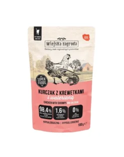 WIEJSKA ZAGRODA Superfoods Pollo con gamberi e valeriana cibo umido per gatti 100 g