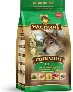 WOLFSBLUT Green Valley Adult per cani con agnello, salmone e verdure 12,5 kg